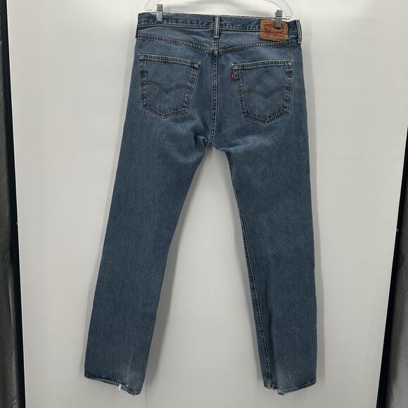 Levis Jeans Mens 501 36X34 Blue Original Fit Button Fly Casual - Picture 4 of 16